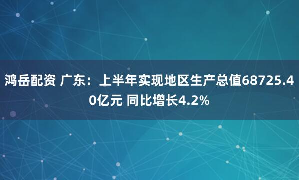 鸿岳配资 广东：上半年实现地区生产总值68725.40亿元 同比增长4.2%